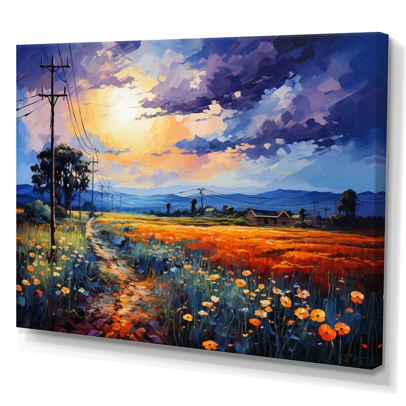 Designart "Power Lines Electric Reverie VII" Power Lines Canvas Wall Art Bed Bath & Beyond
